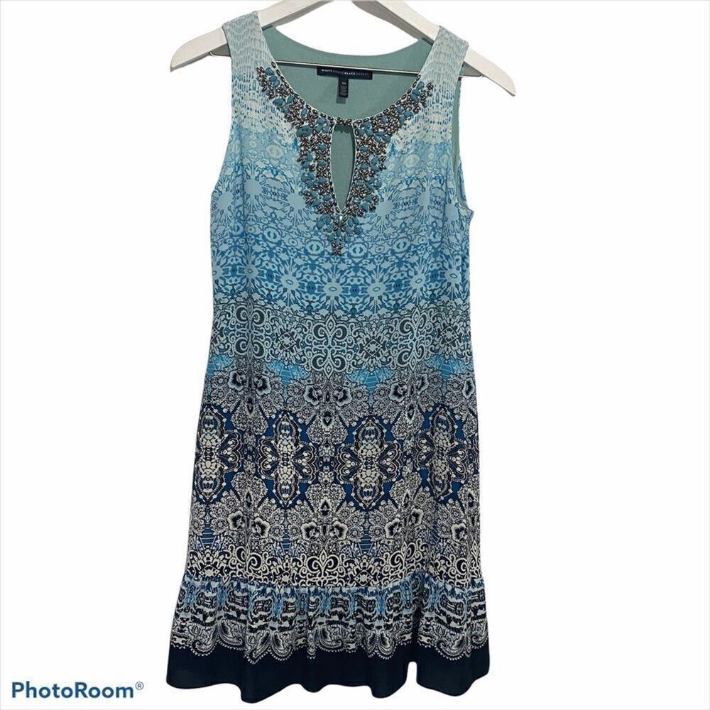 White House Black Market Embellished Ombre Shift Dress size XS Cruise Resort